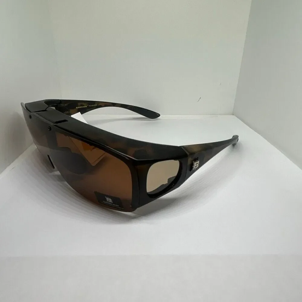 Barricade Tortoise Polarized Flip Up Fit Over Sunglasses UV400 Wrap Around
